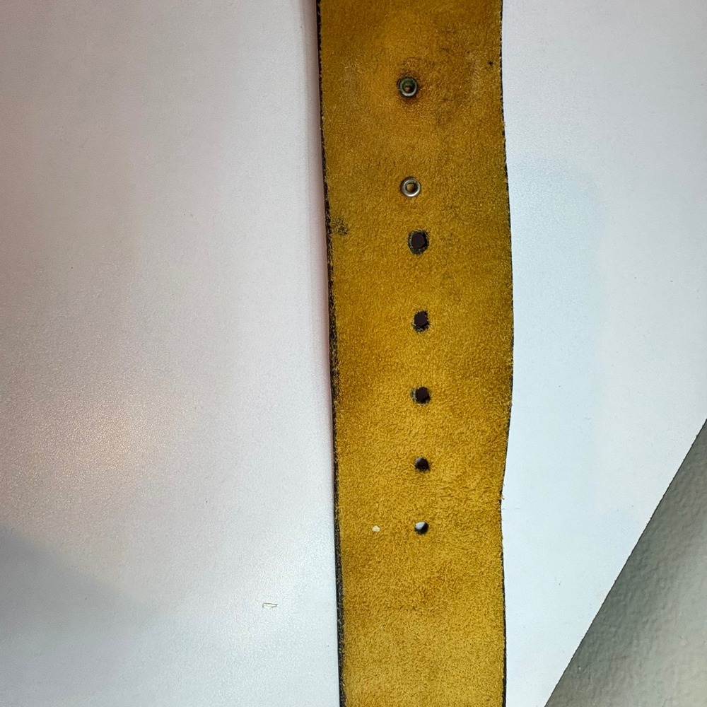 ♾️Vintage Brown Leather Wide Waist Belt Western Boho Brass Medallion Studded♾️ - Picture 8 of 10